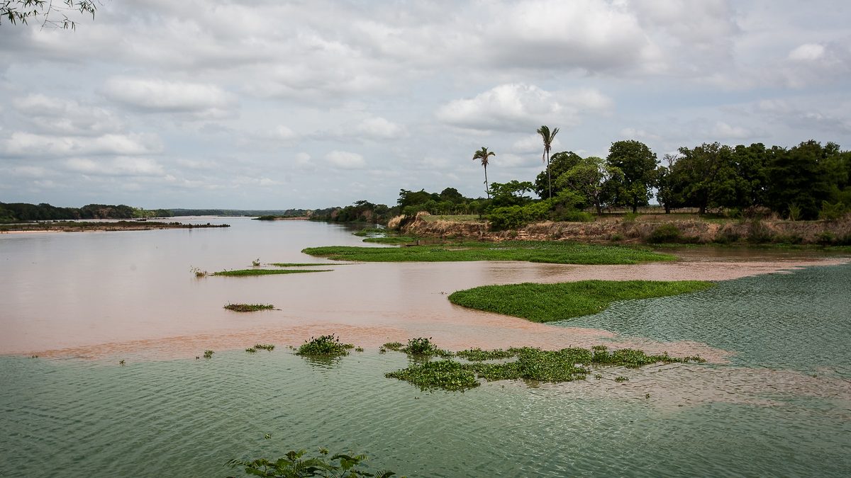 Encontro dos rios Poti e Parnaíba, com ilhas de vegetação, na zona norte de Teresina